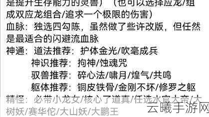 寻道大千闪避减伤流搭配攻略全解析，打造无敌防御，畅享战斗乐趣！