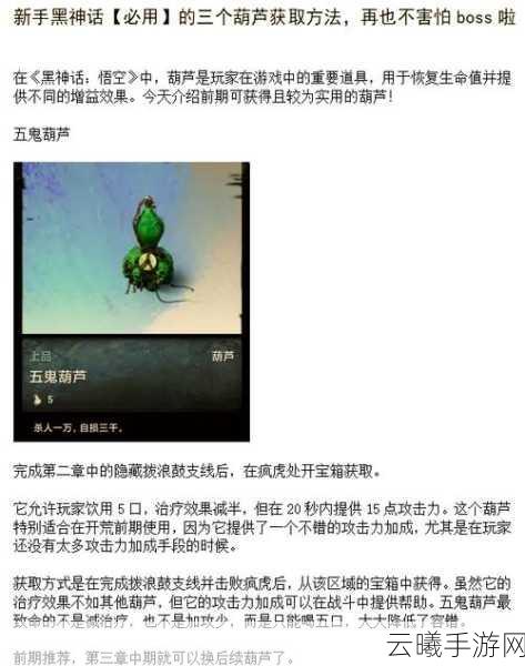 黑神话,悟空最新攻略深度解析,揭秘燃葫芦获取地点及详尽获取方法,探索更多趣味玩法!