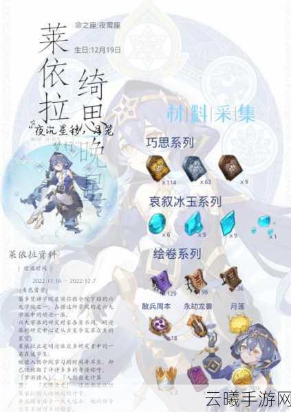 原神莱依拉突破材料全解析及趣味玩法探索