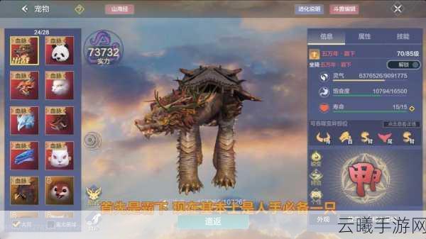 妄想山海宠物蜕变公式大全，解锁神兽进化新纪元，探索奇幻世界！