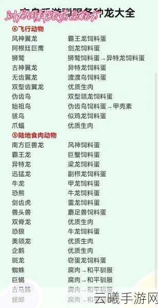 方舟,生存进化手游深度攻略,驯服翼龙的必备食物与趣味玩法指南