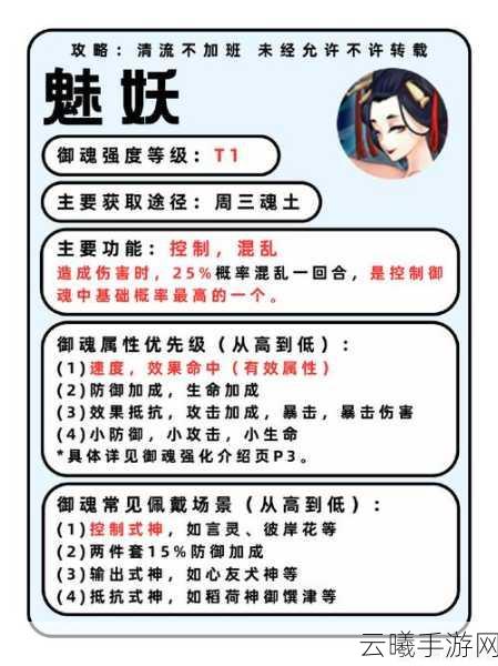 阴阳师手游镇墓兽御魂属性详解及其战斗作用评价