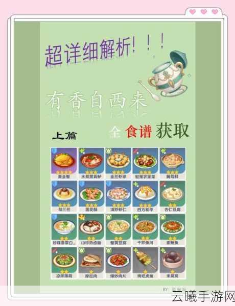 原神渡来禽肉食谱全面获取攻略，解锁你的美食探险奇遇记
