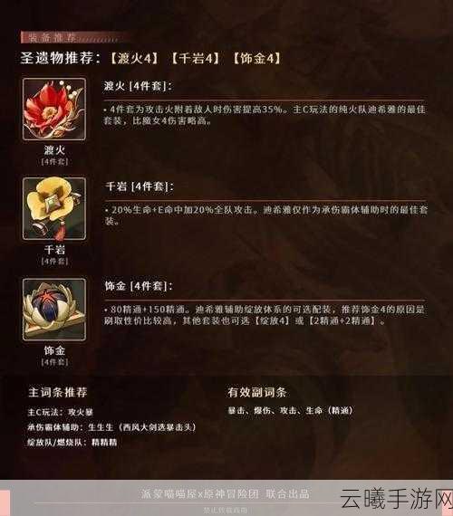 原神迪希雅圣遗物推荐及趣味玩法深度解析