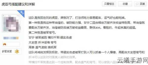三国志战略版虎臣弓加点全攻略，打造你的无敌爆发阵容！